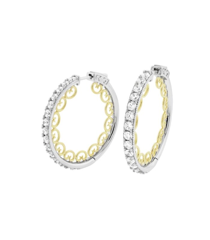 White CZ Swirl Gallery Hoop Earrings