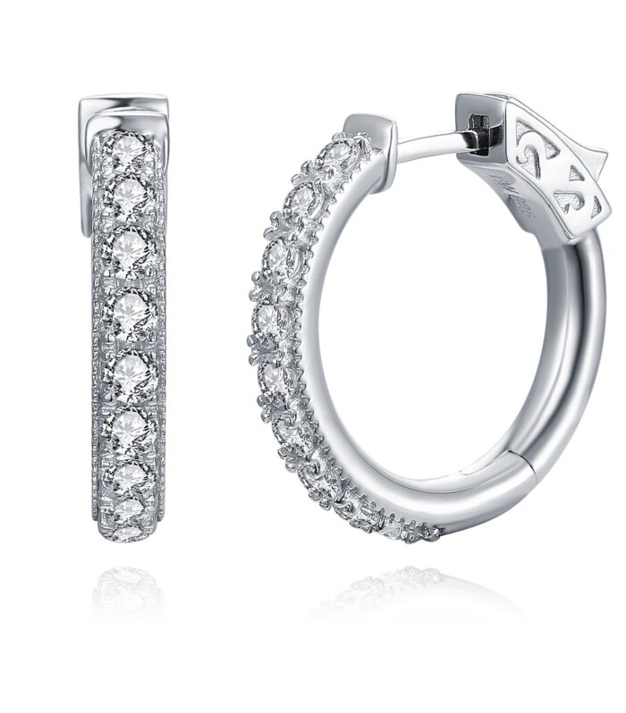 1 Row White CZ Pave Hoop Earrings