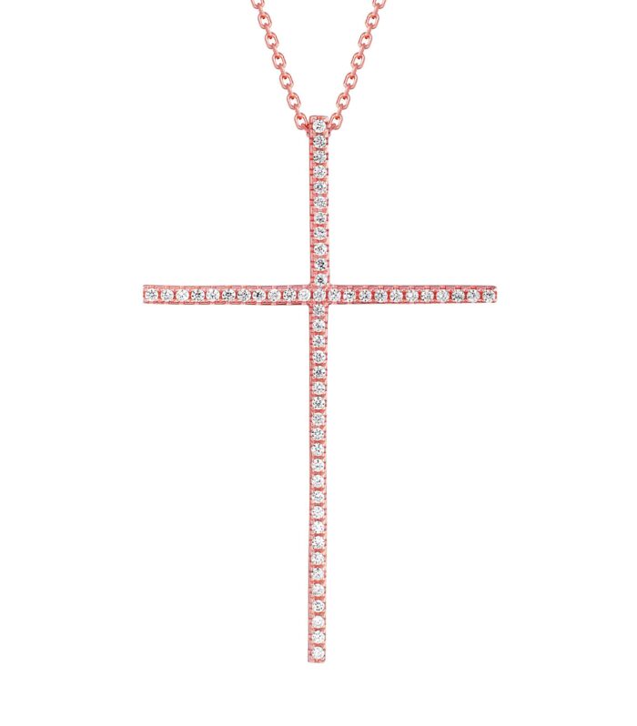 White CZ Cross Pendant Necklace
