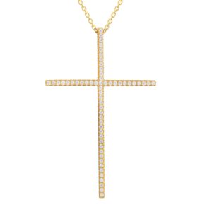 White CZ Cross Pendant Necklace