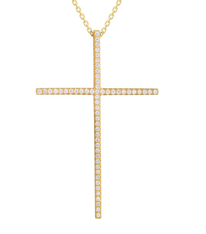White CZ Cross Pendant Necklace