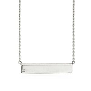Name Plate with White CZ Pendant Necklace