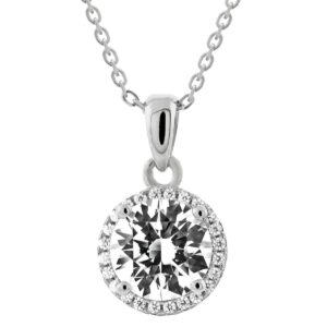 8mm CZ with Border Pendant Necklace