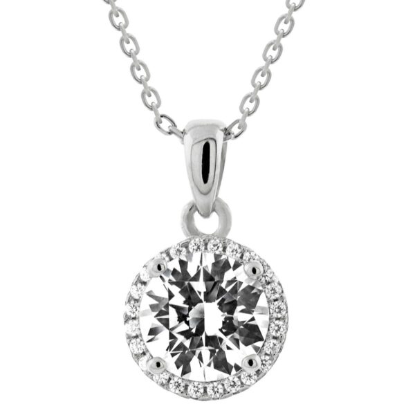 8mm CZ with Border Pendant Necklace