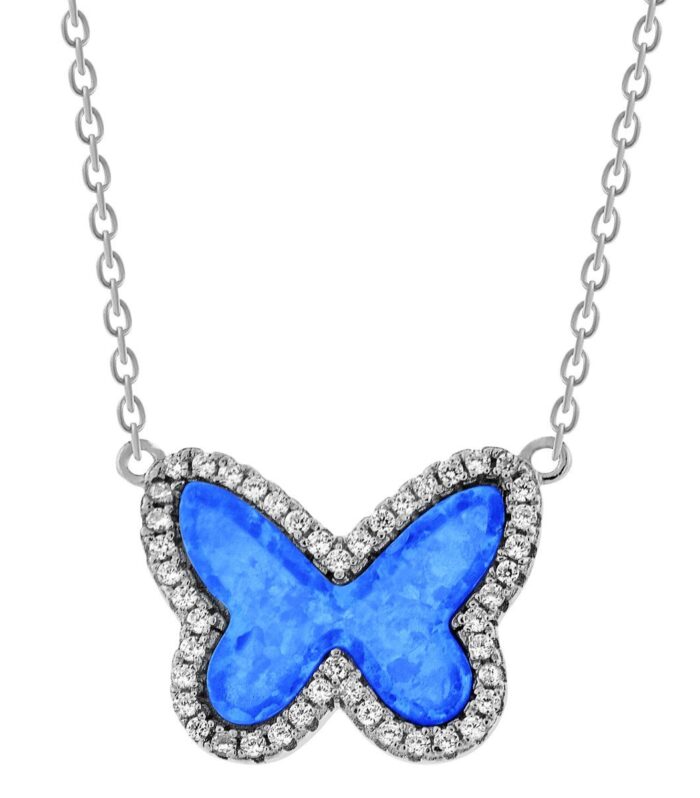 Blue Opal Butterfly Pendant