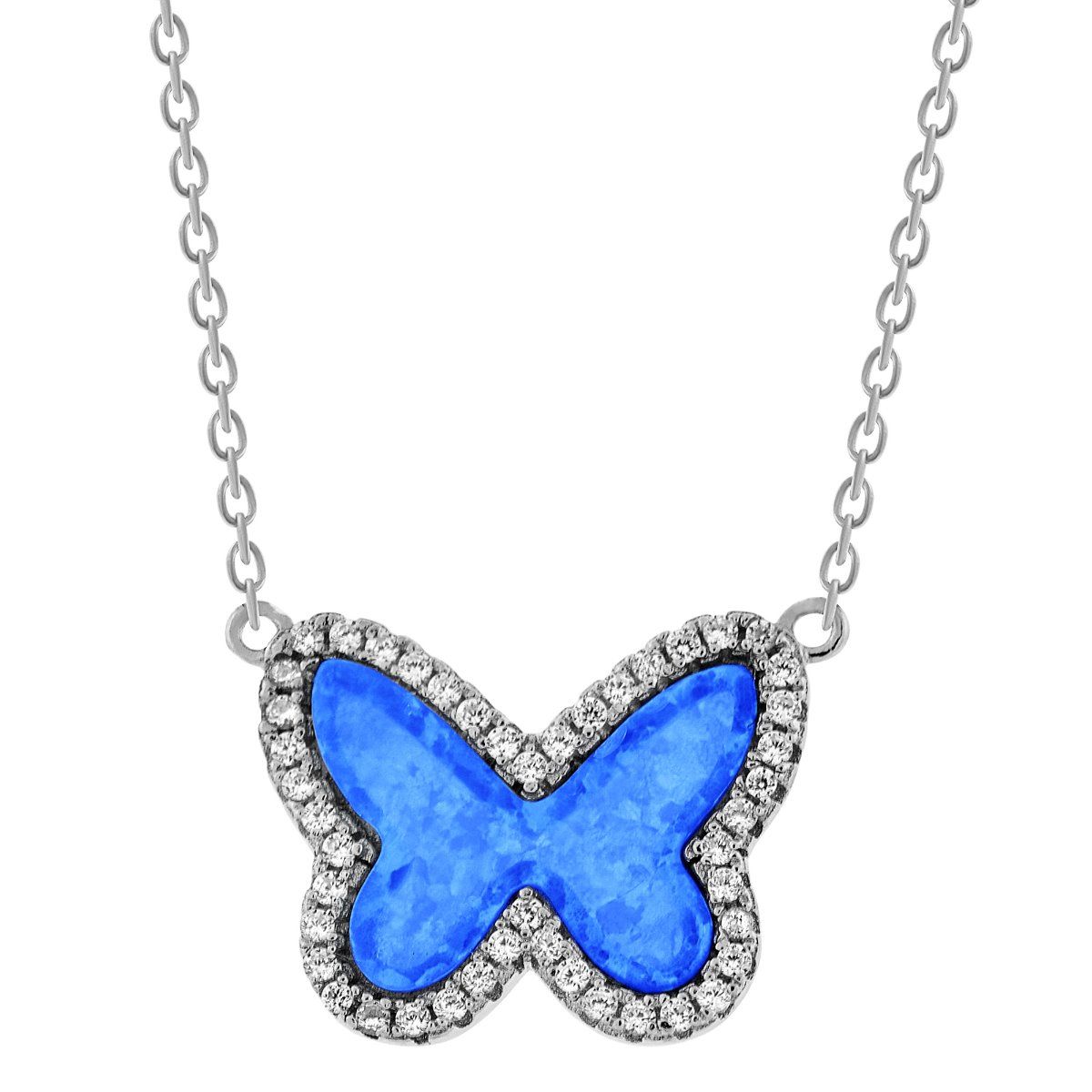 Blue Opal Butterfly Pendant