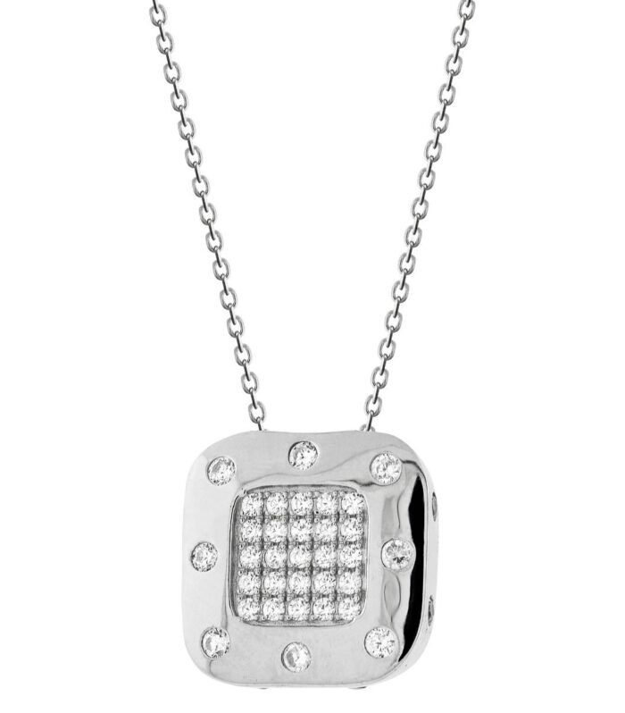 Fancy Round Bezel CZ Pendant Necklalce