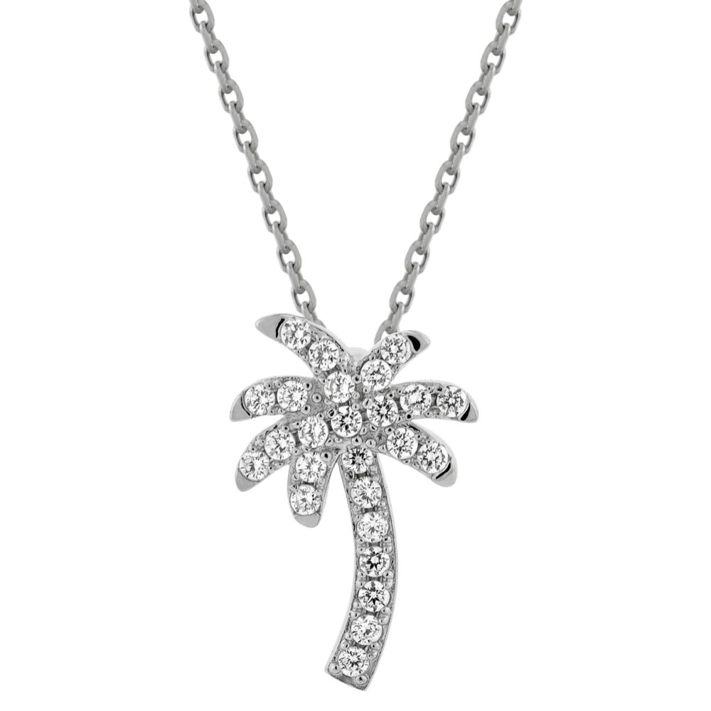 Palm Tree CZ Pendant Necklace – EW Jewelry Store in USA