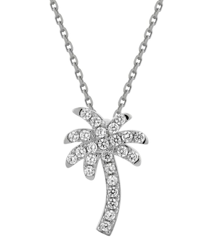 Palm Tree CZ Pendant Necklace