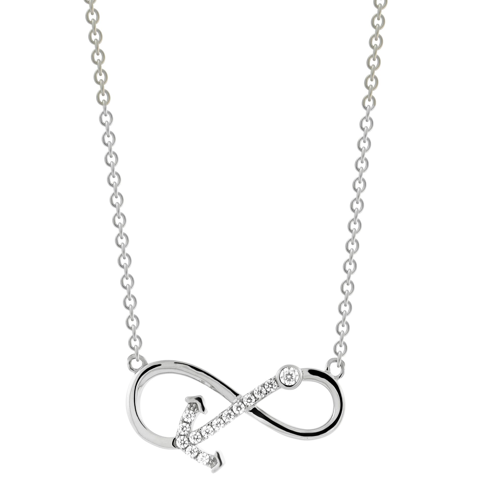 Infinity with Anchor CZ Pendant Necklace
