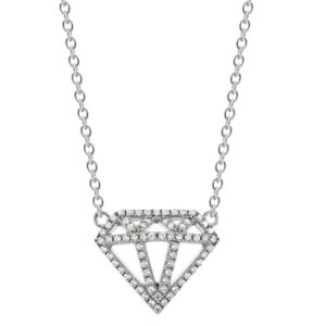 White CZ Diamond Cut Design Pendant Necklace