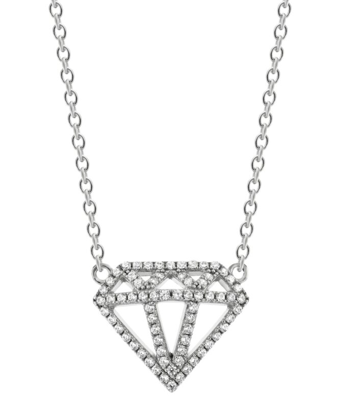 White CZ Diamond Cut Design Pendant Necklace