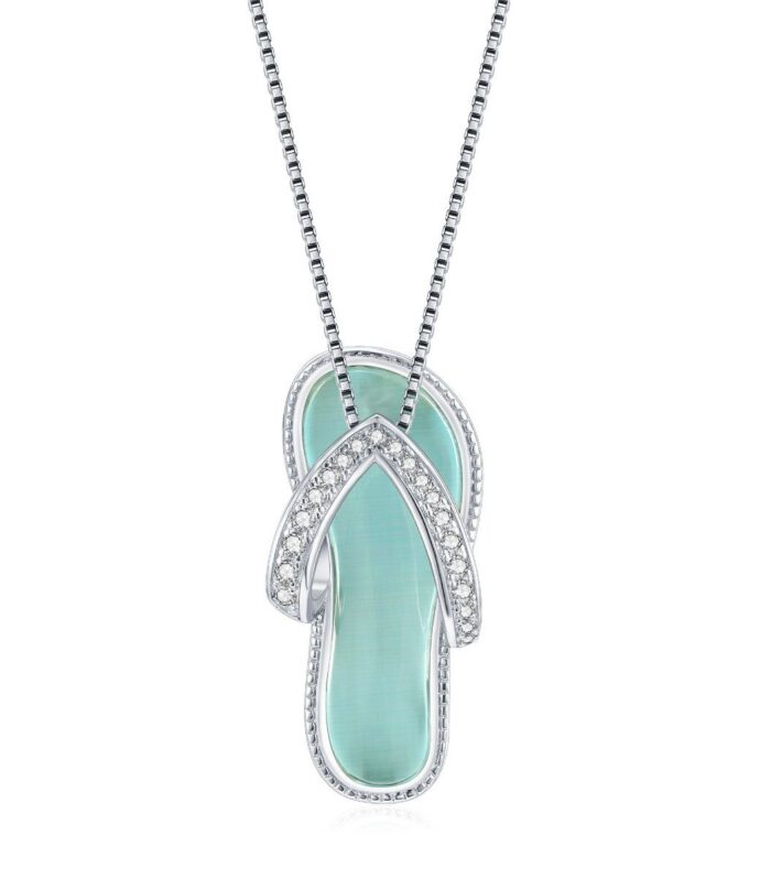 Sterling Silver Beach Life Pave Flip-Flop Pendant