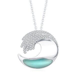 Sterling Silver Beach Life Pave Wave Pendant