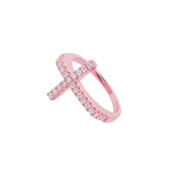 Sideways CZ Round Cross Ring