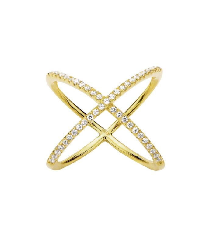 WHITE ROUND CZ X RING