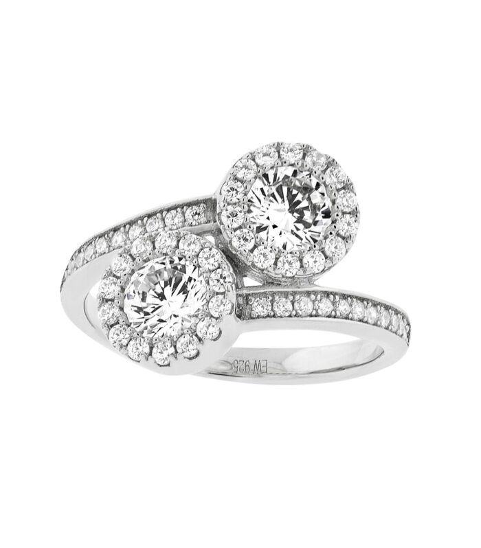 DOUBLE HALO WHITE CZ RING